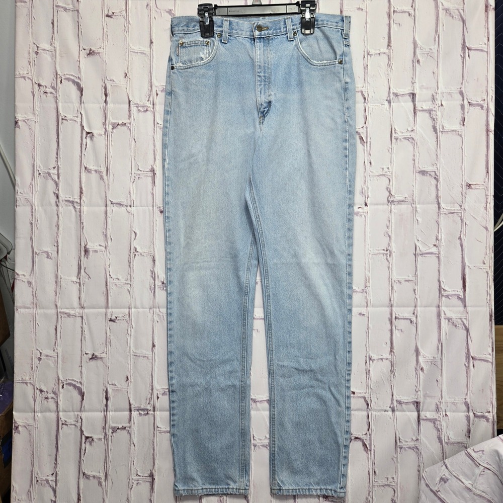 Carhartt B18STW Jeans Light Wash Relaxed Fit Denim Workwear Mens 36x38